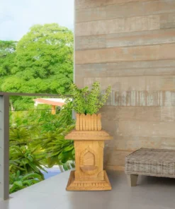 Elegant Tulsi Pot in Teak Gold