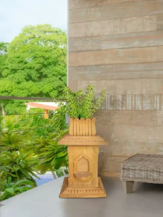 Elegant Tulsi Pot in Teak Gold
