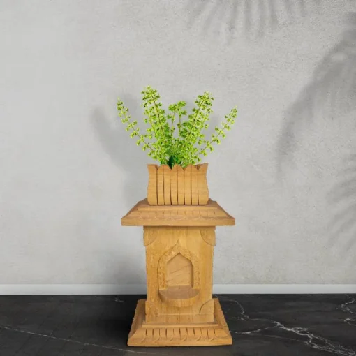 Elegant Tulsi Pot in Teak Gold - Image 3