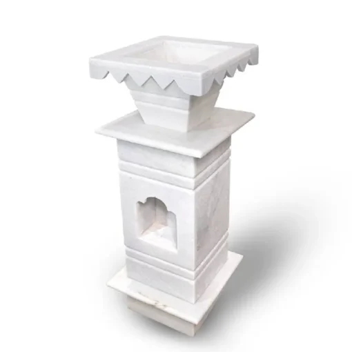 Elegant Polished White Marble Tulsi Pot - Image 3