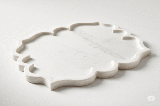 Handcrafted  Floral Inlay White Marble Tray - Image 4