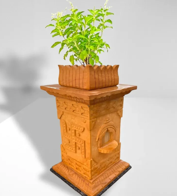 Khatu Stone Teak Gold 3ft Tulsi Pot