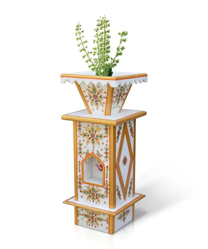 Terracotta Stone Hand-Painted Tulsi Pot