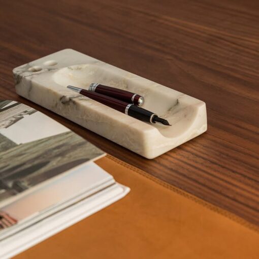 Luxury Beige Italian Marble Pen Holder - Image 4