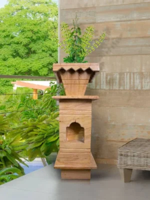 Brown Forest Marble Tulsi Pot