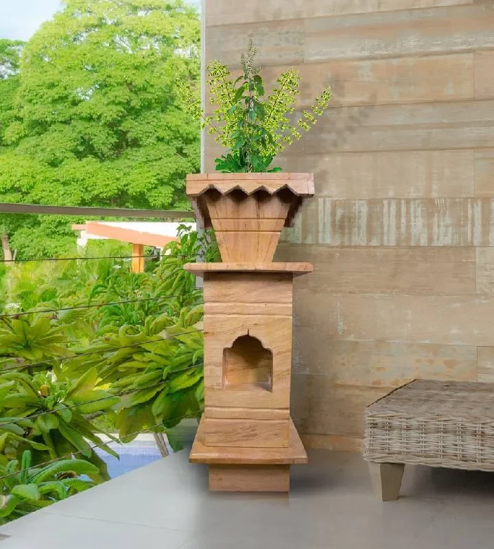 Brown Forest Marble Tulsi Pot