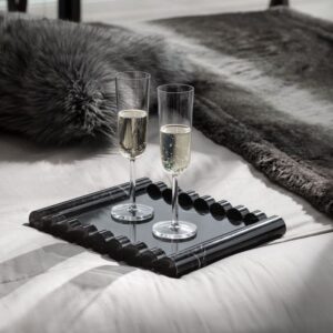 12x12 Inch Black Marble Tray – Handcrafted Stone Serving Tray for Home, Gifting & Decor – 18mm Thick | Chisel and Stone