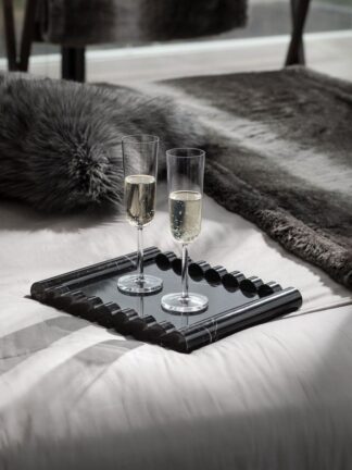 12x12 Inch Black Marble Tray – Handcrafted Stone Serving Tray for Home, Gifting & Decor – 18mm Thick | Chisel and Stone