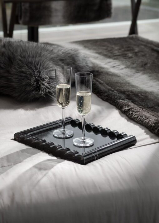 12x12 Inch Black Marble Tray – Handcrafted Stone Serving Tray for Home, Gifting & Decor – 18mm Thick | Chisel and Stone
