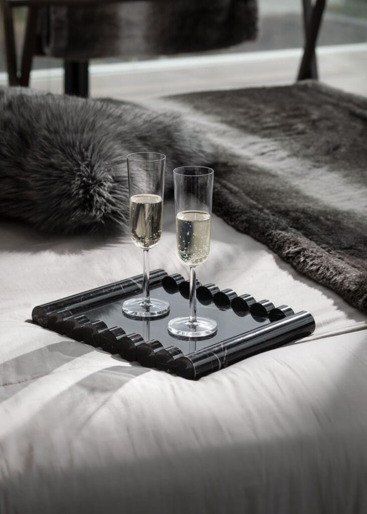12x12 Inch Black Marble Tray – Handcrafted Stone Serving Tray for Home, Gifting & Decor – 18mm Thick | Chisel and Stone