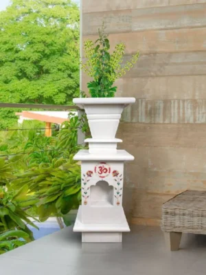 Traditional Inlay White Tulsi Pot