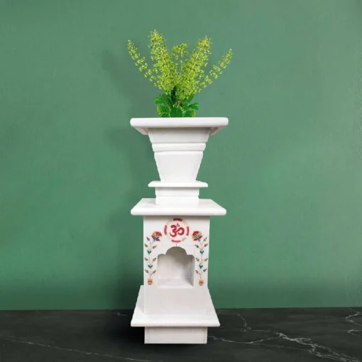 Traditional Inlay White Tulsi Pot - Image 4