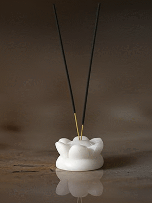 White Marble Lotus Shape Agarbatti Stand