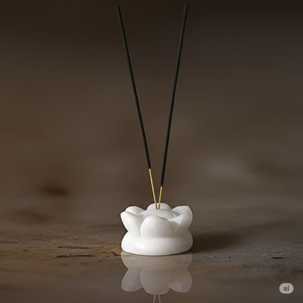 White Marble Lotus Shape Agarbatti Stand