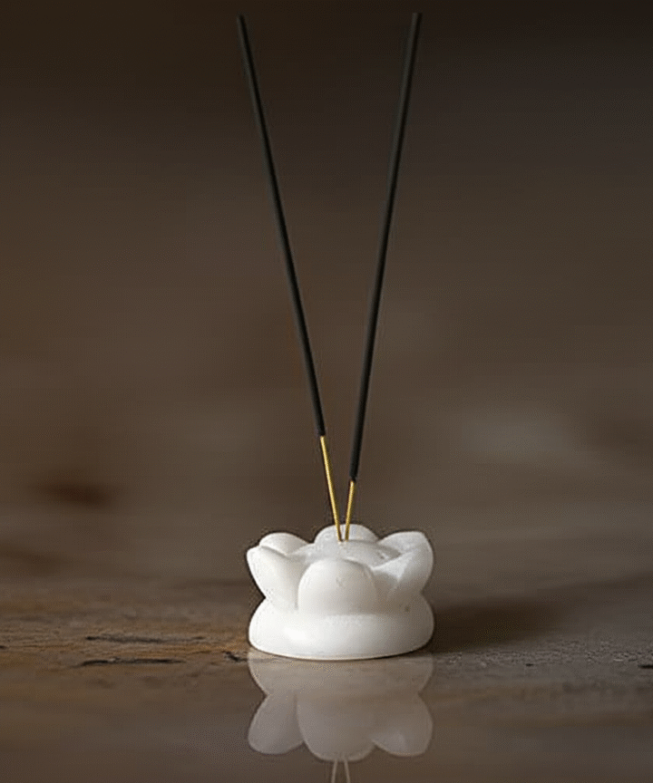 White Marble Lotus Shape Agarbatti Stand