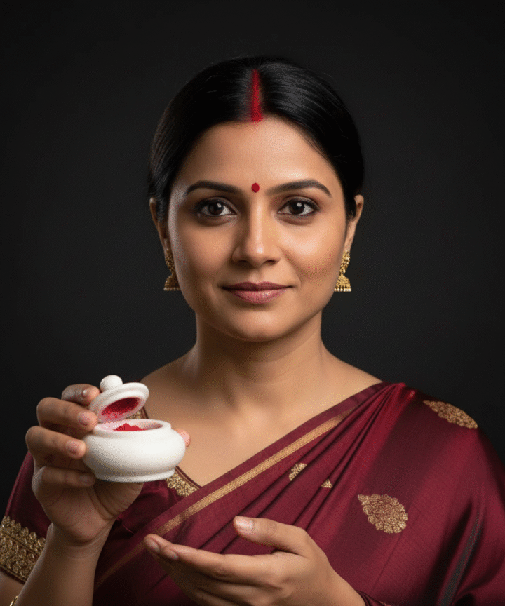 Traditional White Marble Kumkum Box