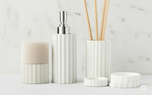 Luxury Bathware Fluted White Marble Bathroom Set - Image 2