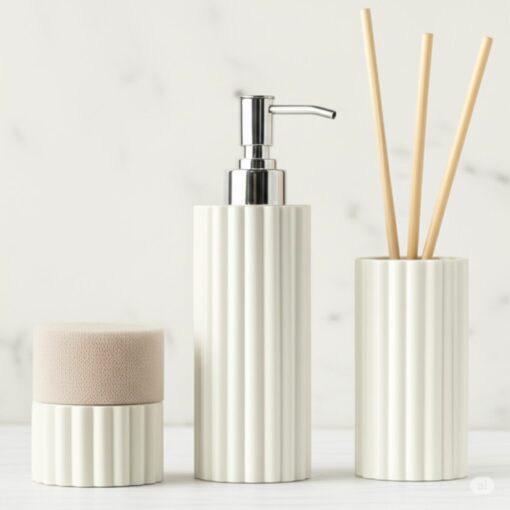 Luxury Bathware Fluted White Marble Bathroom Set - Image 3