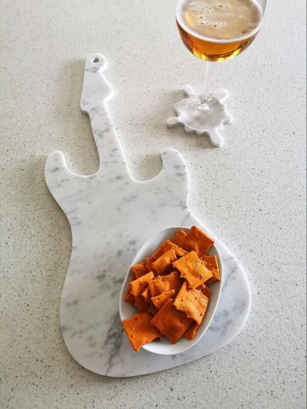 White Marble Guitar-Shaped Chopping Board