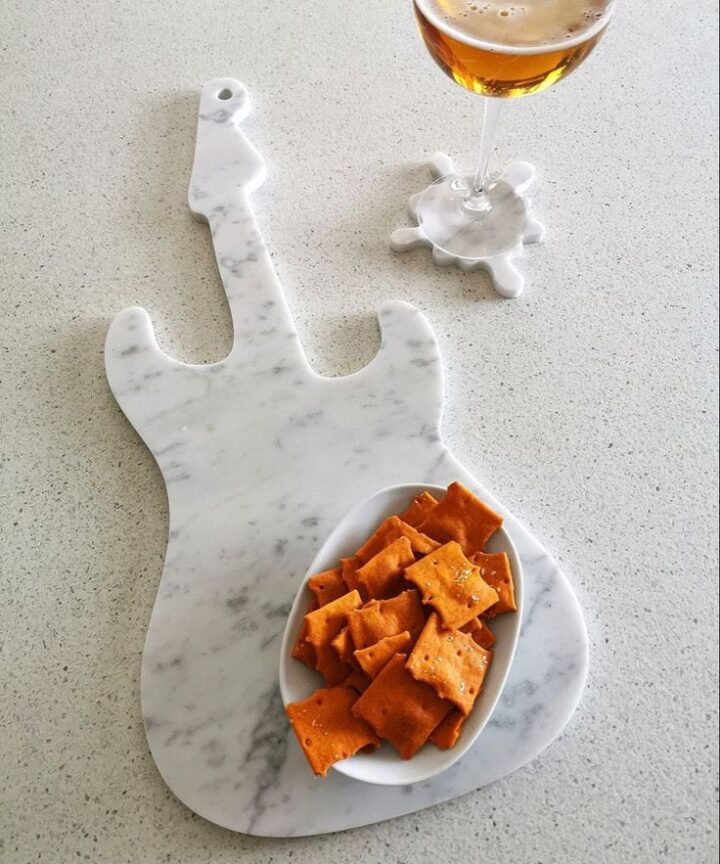 Guitar-Shaped Chopping Board (White Marble)