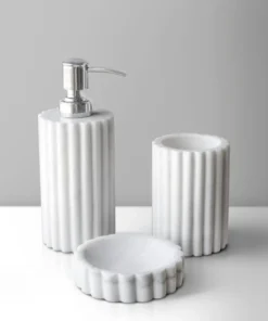 Luxury Bathware Fluted White Marble Bathroom Set