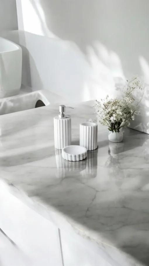 Luxury Bathware Fluted White Marble Bathroom Set - Image 2