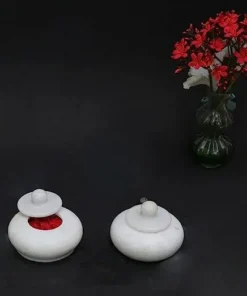 Traditional White Marble Kumkum Box