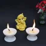 Handmade White Marble Diya