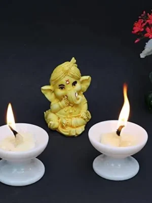 Handmade White Marble Diya