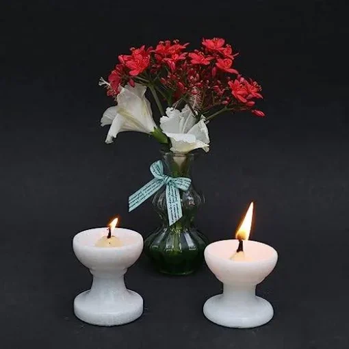 Handmade White Marble Diya - Image 2