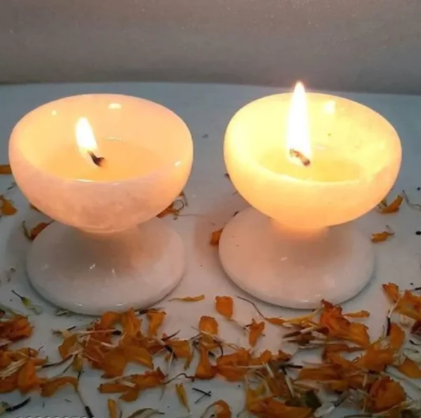 Handmade White Marble Diya - Image 5