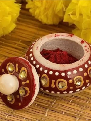 Colorful Hand-Painted Marble Sindoor Box