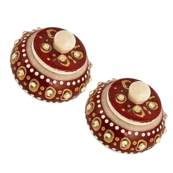 Colorful Hand-Painted Marble Sindoor Box - Image 3