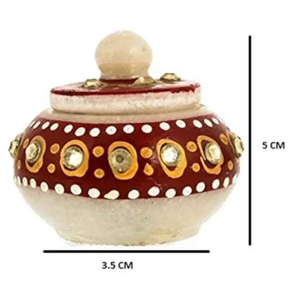 Colorful Hand-Painted Marble Sindoor Box - Image 5