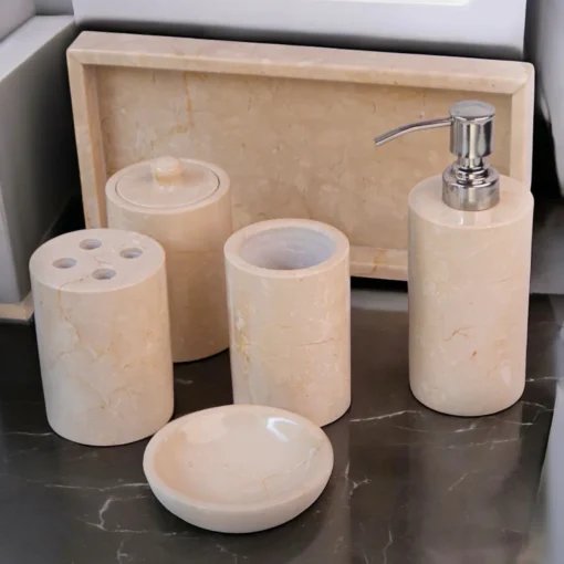 Luxury Botticino Marble Bathroom Set of 5 - Image 3