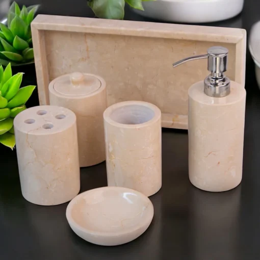 Luxury Botticino Marble Bathroom Set of 5 - Image 4