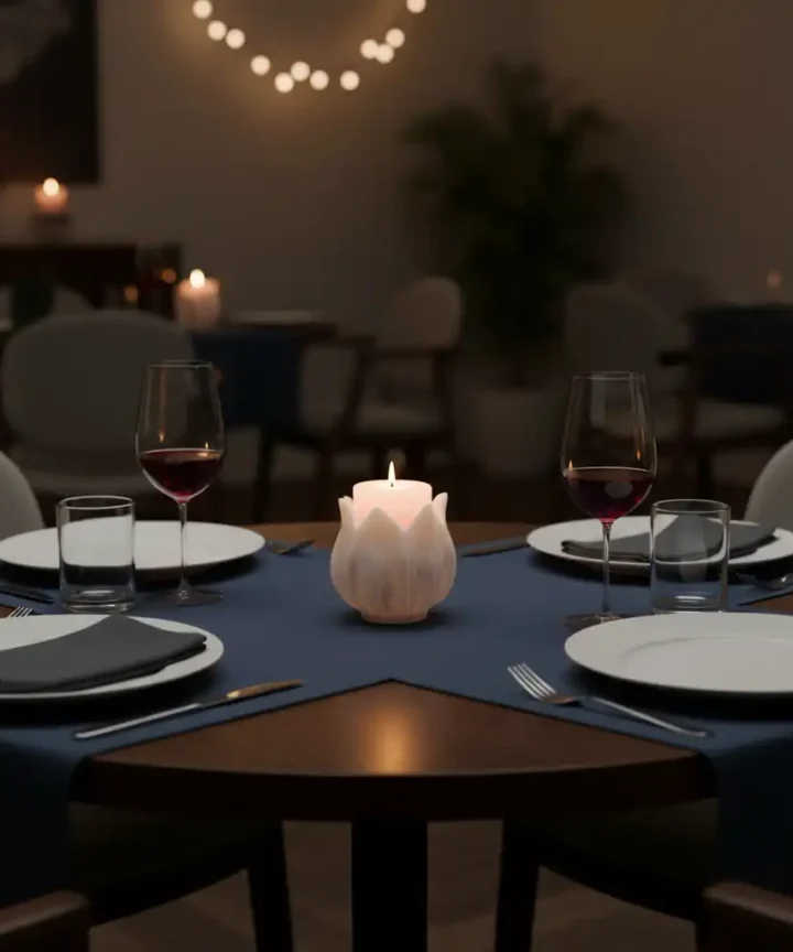 White Marble Lotus Candle Holder