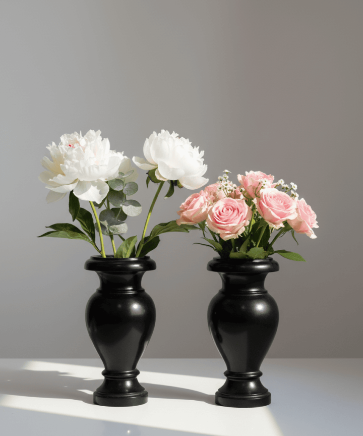 Black Marble Flower Vase [12 Inch]