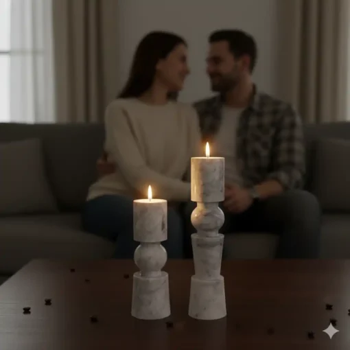 Wondor White Marble Candle Holder - Image 5
