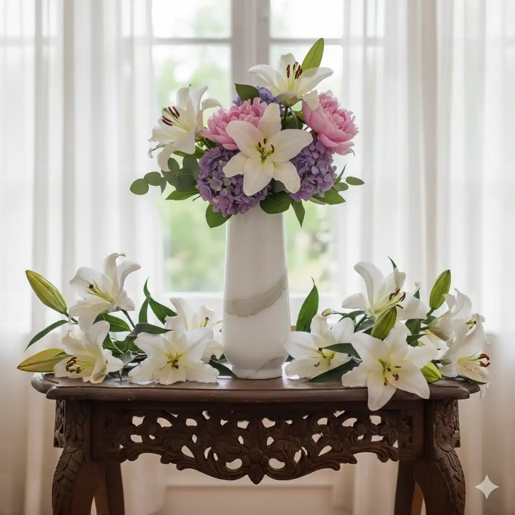 Statuario White Marble Flower