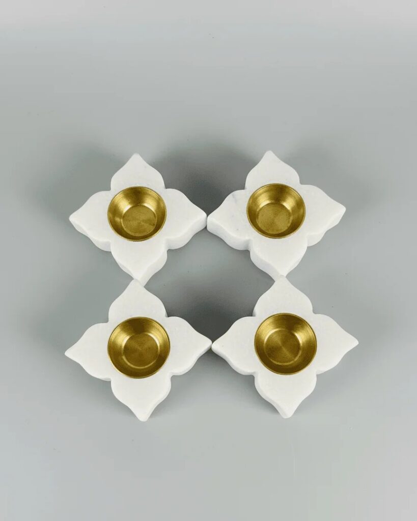 The Maharaja Luxe Floral Marble Diya