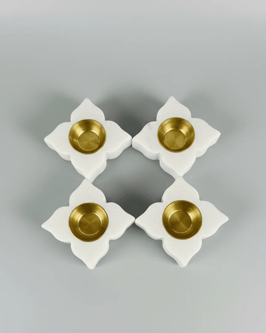 The Maharaja Luxe Floral Marble Diya