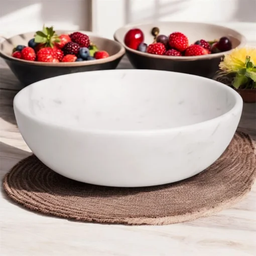 White Marble Round Utility Bowl - Image 5