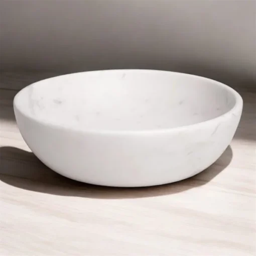 White Marble Round Utility Bowl - Image 4