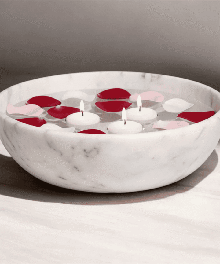 White Marble Round Utility Bowl
