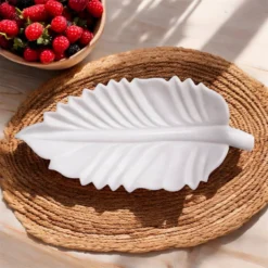 White Marble Leaf Urli Bowl