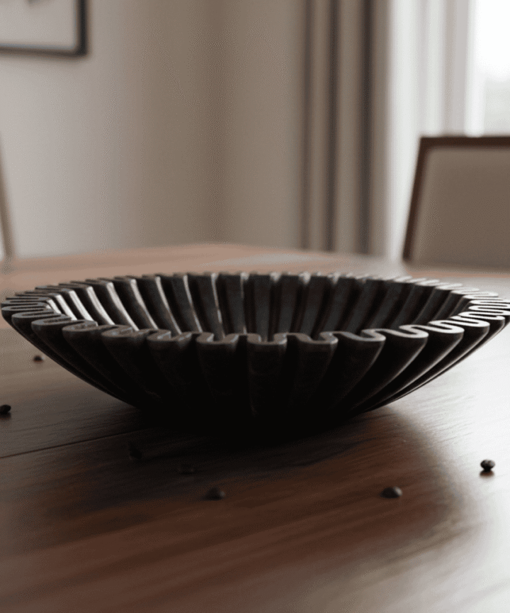 Black Scalloped Marble Urli