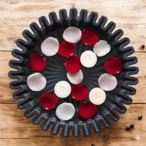 Black Scalloped Marble Urli - Image 2
