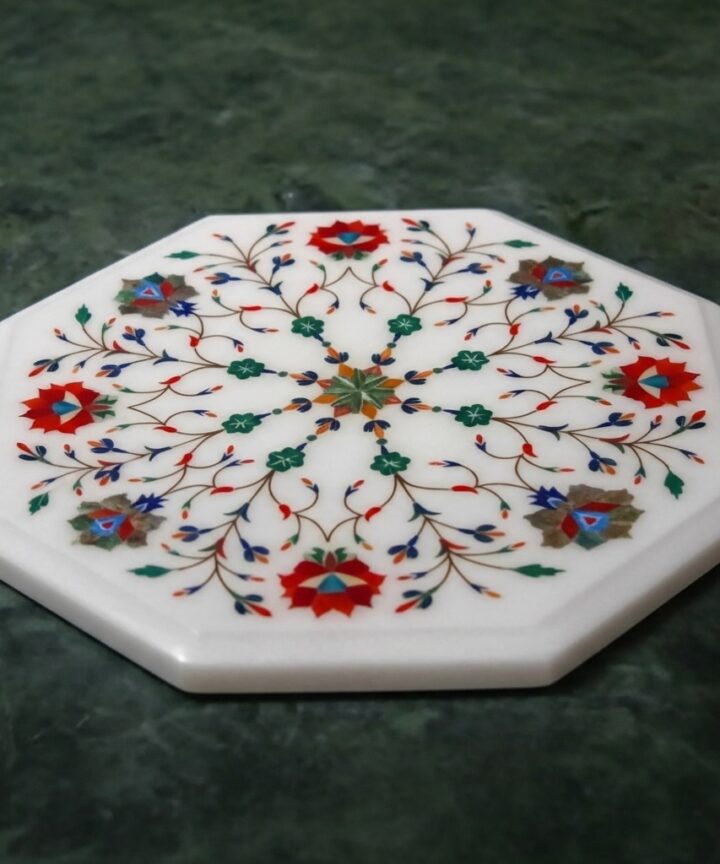 The Saphire White Marble inlaid Chakla