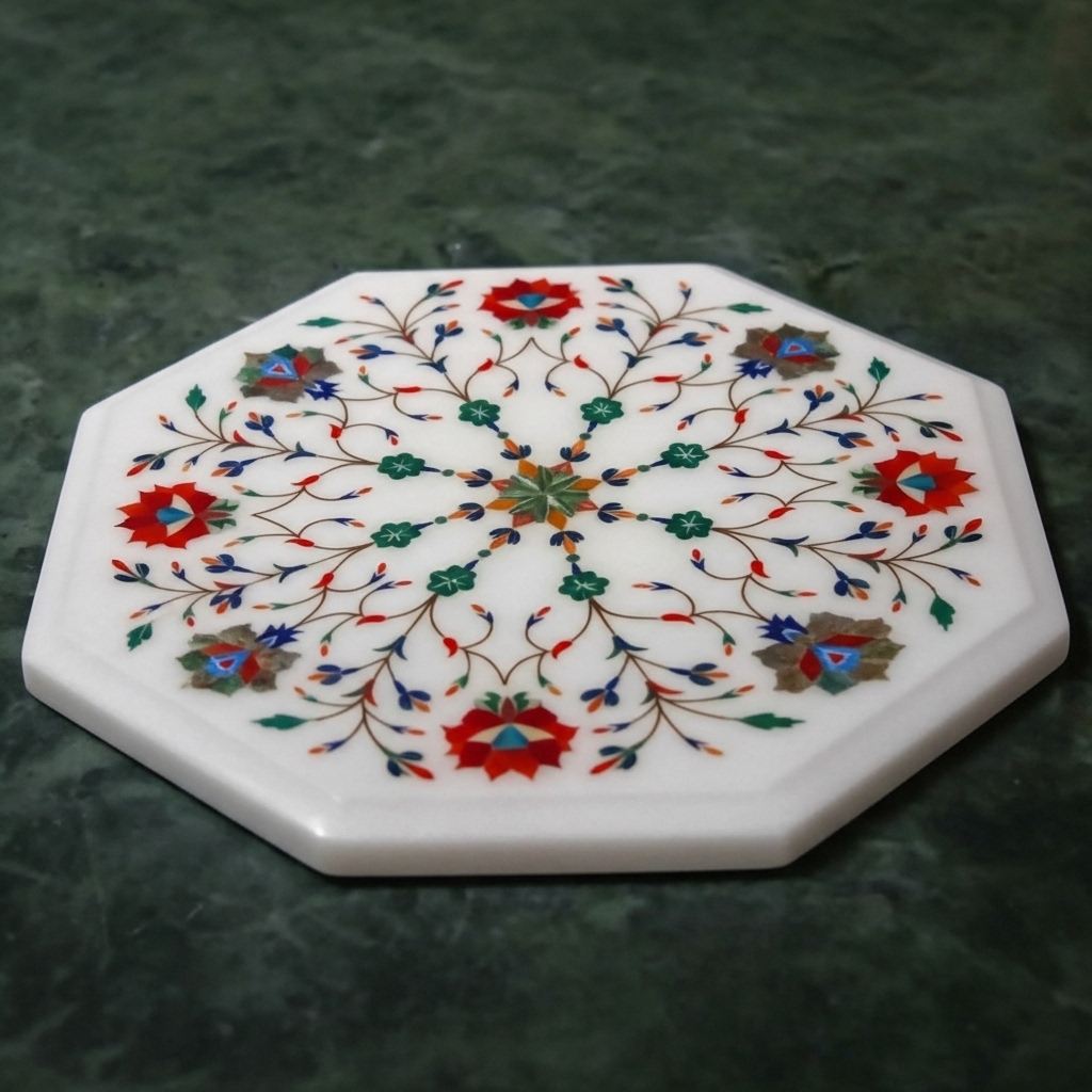 The Saphire White Marble inlaid Chakla